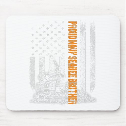 Proud Navy Seabee Brother Flag Heroes Tribute Gift Mouse Pad