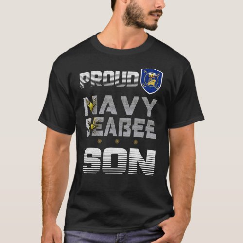  Proud Navy Seabee Son the eyes Eagle logo bee T_Shirt