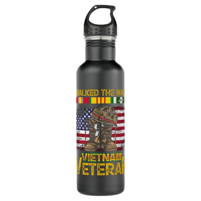 Proud Navy Seabee Vietnam Veteran Stainless Steel Water Bottle (Front)