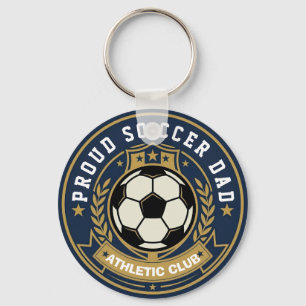 Proud Navy Soccer Dad Athletic Club Keychain