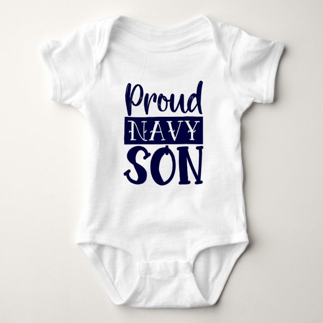 Proud Navy Son Baby Bodysuit (Front)