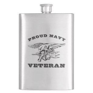 Proud Navy Veteran Stainless Steel Flask