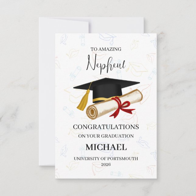 Proud Nephew Graduation Personalized Card (Front)