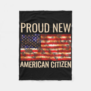 Proud New American Us Citizenship Gift Tee Shirt Fleece Blanket