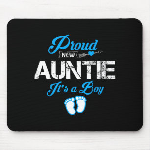 Proud New Auntie It's A Boy Gender Reveal Funny Fa Mouse Pad