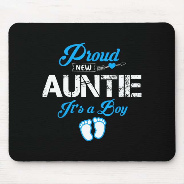 Proud New Auntie It's A Boy Gender Reveal Funny Fa Mouse Pad (Front)