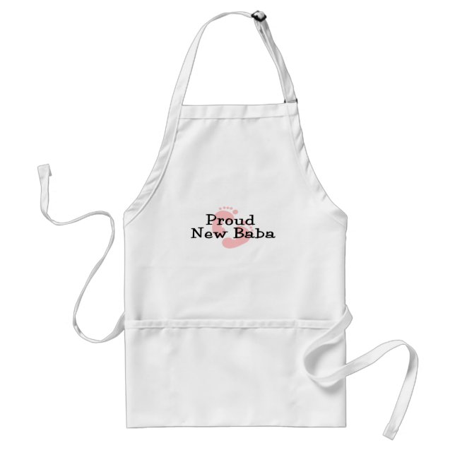 Proud New Baba Baby Girl Footprints Adult Apron (Front)