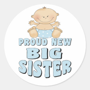 Proud New Big Sister Boy Classic Round Sticker