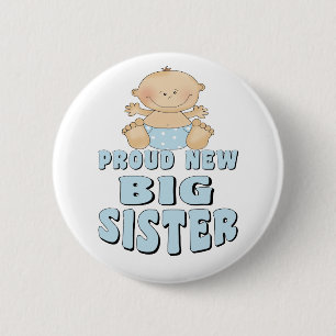 Proud New Big Sister Boy Pinback Button