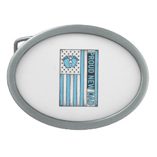 Proud New Dad Baby Feet Flag Vector Design_1 Belt Buckle