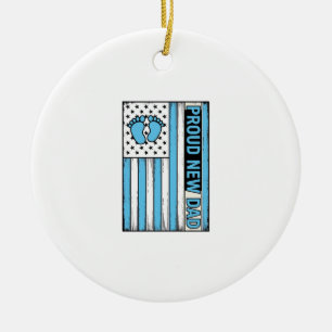 Proud New Dad Baby Feet Flag Vector Design_1 Ceramic Ornament