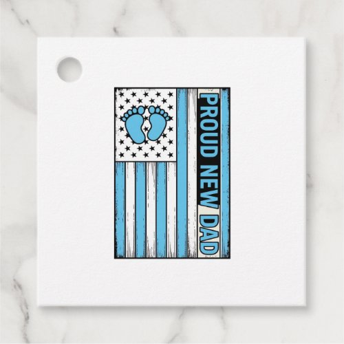 Proud New Dad Baby Feet Flag Vector Design_1 Favor Tags