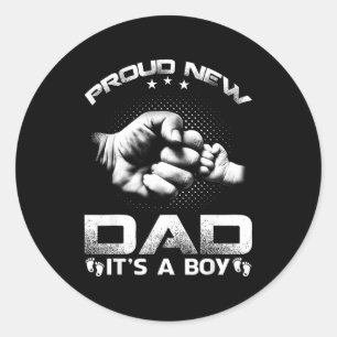 Proud New Dad It's A Boy Classic Round Sticker
