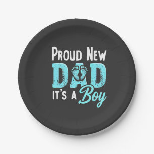 Proud New Dad It's a Boy Gender Reveal Dad To be Paper Plates