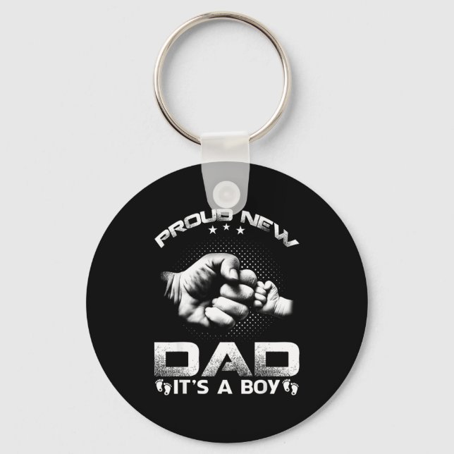 Proud New Dad It's A Boy  Keychain (Front)