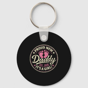 Proud new dad i'ts a girl est 2026 first time dad keychain