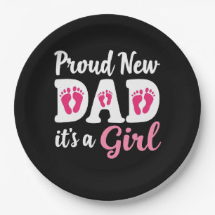 Proud New Dad It's a Girl Gender Reveal Dad To Be Paper Plates