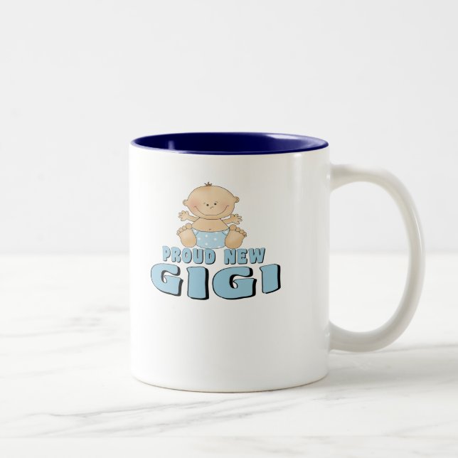 PROUD NEW GIGI Baby Boy Two-Tone Coffee Mug (Right)