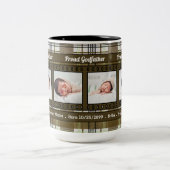 Proud New Godfather 4 Photo Plaid in Brown Two-Tone Coffee Mug (Center)