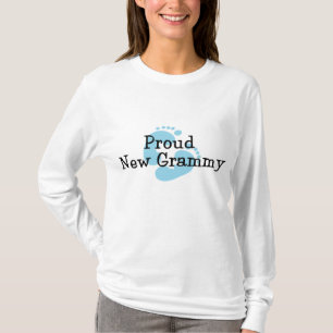 Proud New Grammy Baby Boy Footprints T-Shirt