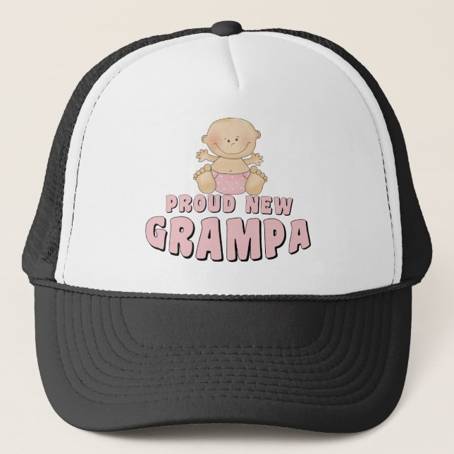PROUD NEW GRAMPA Girl Trucker Hat (Front)