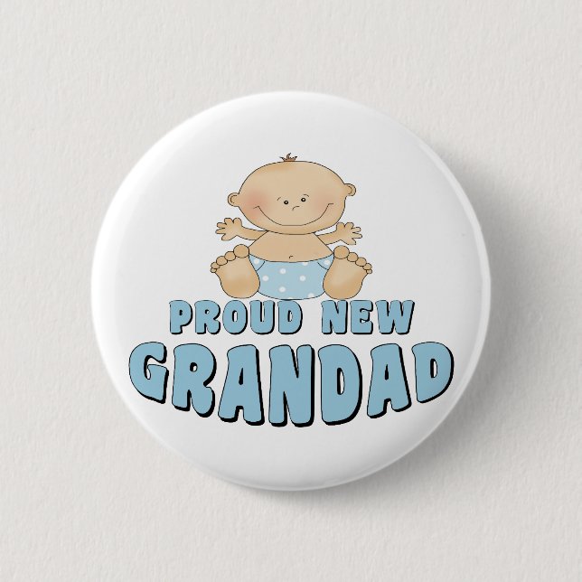 PROUD NEW Grandad Boy Button (Front)
