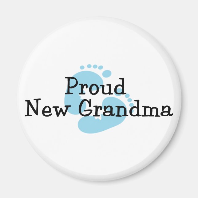 Proud New Grandma Baby Boy Footprints Magnet (Front)