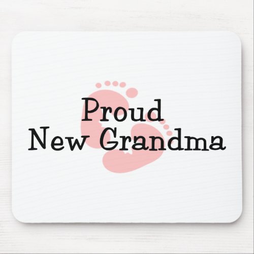 Proud New Grandma Baby Girl Footprints Mouse Pad