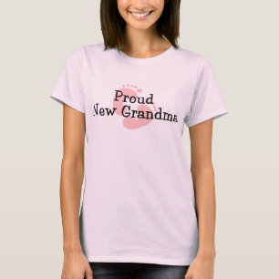 Proud New Grandma Baby Girl Footprints T-Shirt