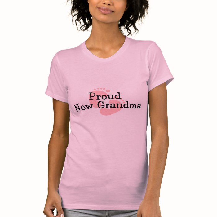 Proud New Grandma Baby Girl Footprints T Shirts