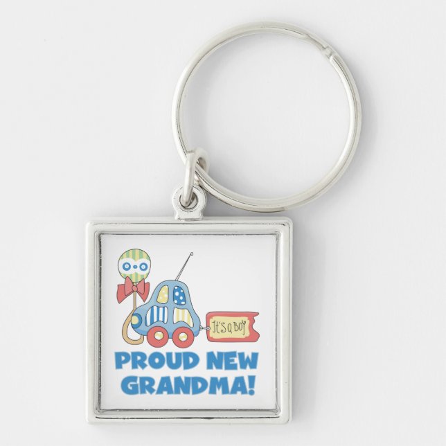 Proud New Grandma It's a Boy Gifts Keychain (Front)