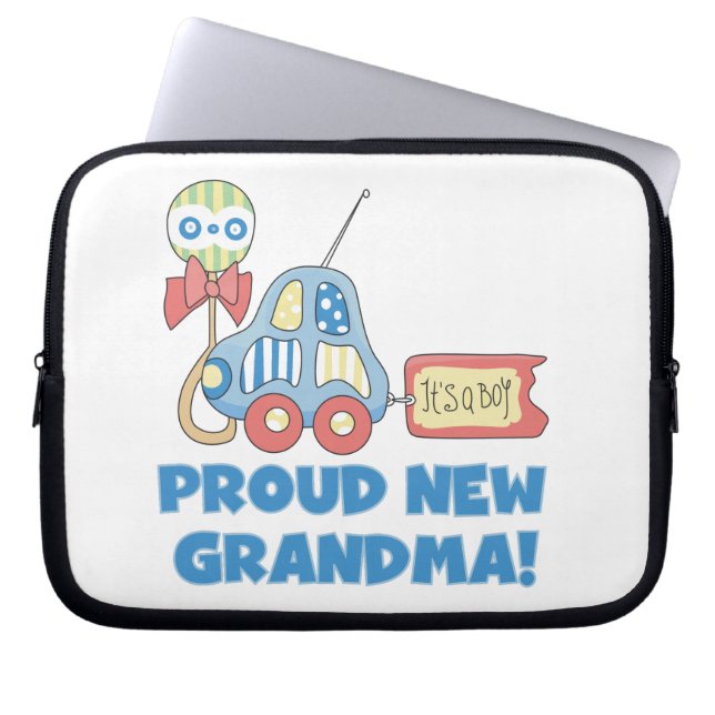 Proud New Grandma It's a Boy Gifts Laptop Sleeve (Front)