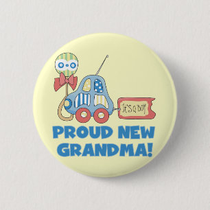 Proud New Grandma-It's a Boy Tshirts and Gifts Button