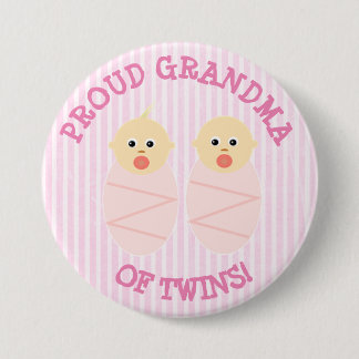 Proud New Grandma of Twins button pink