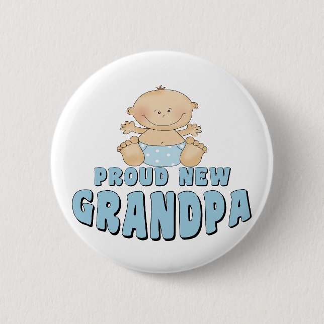 PROUD NEW Grandpa Boy Pinback Button (Front)