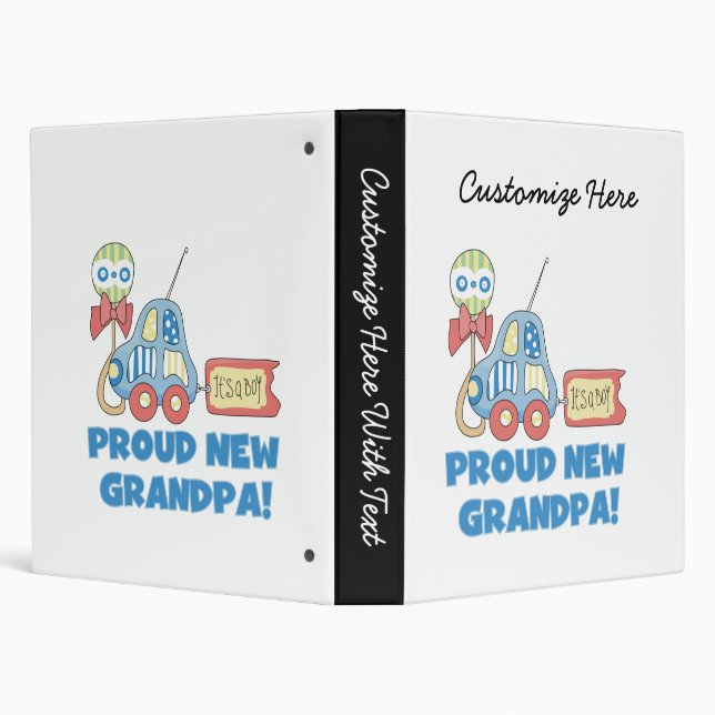 Proud New Grandpa Car It's a Boy Gifts Binder (Background)