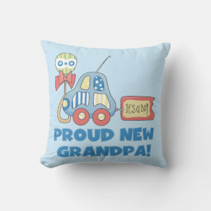 Proud New Grandpa Car It's a Boy Gifts Throw Pillow