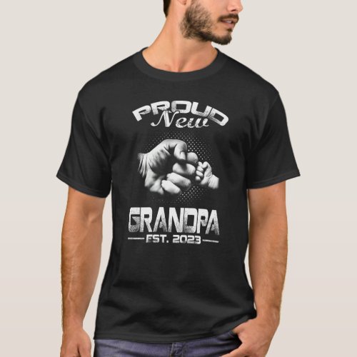 Proud New Grandpa Est 2023 Fathers Day   T_Shirt