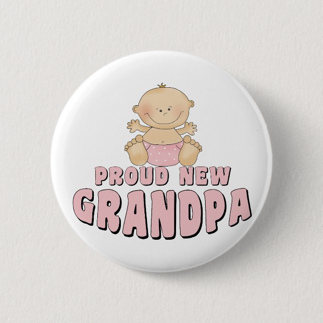 PROUD NEW Grandpa Girl Button (Front)