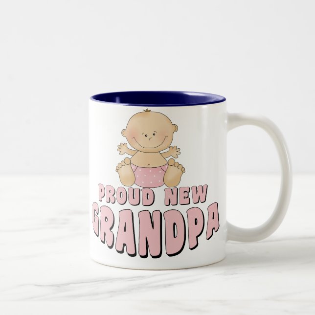 PROUD NEW Grandpa Girl Two-Tone Coffee Mug (Right)