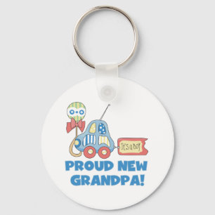 Proud New Grandpa It's a Boy TShirts and Gifts Keychain
