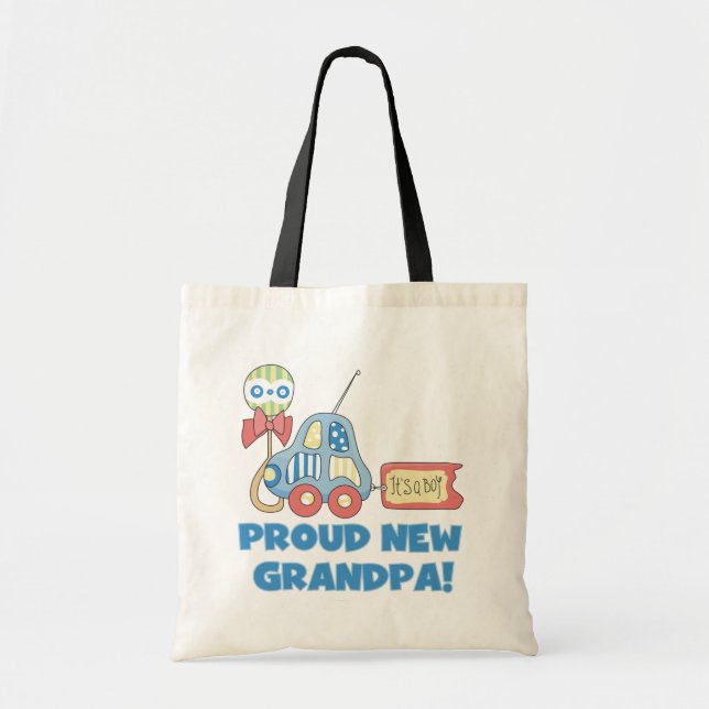 Proud New Grandpa It's a Boy TShirts and Gifts Tote Bag (Front)