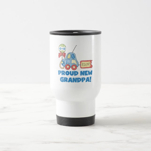 Proud New Grandpa It's a Boy TShirts and Gifts Travel Mug (Center)