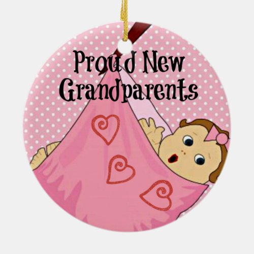 Proud New Grandparents _ Pink Ceramic Ornament