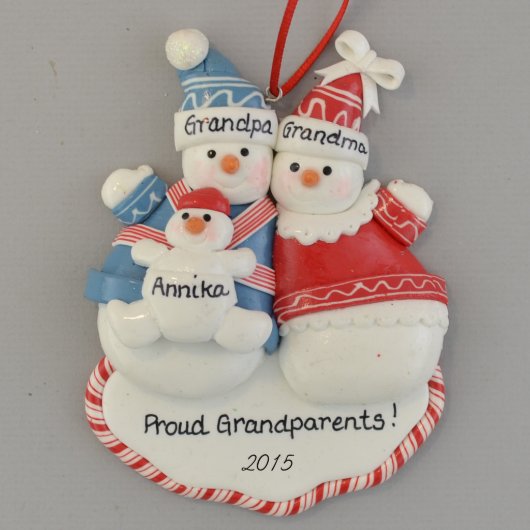 Proud New Grandparents with Baby Ornament (Front)