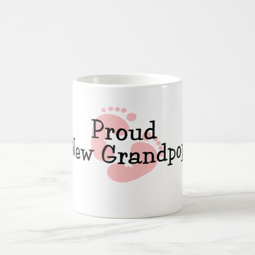 Proud New Grandpop Baby Girl Footprints Coffee Mug