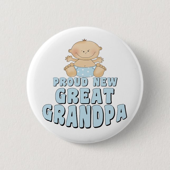 PROUD NEW Great Grandpa Boy Pinback Button (Front)