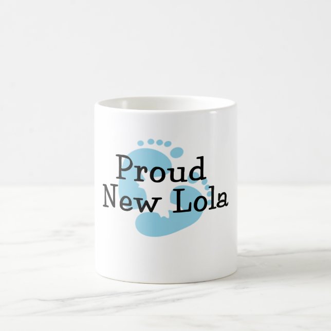 Proud New Lola Baby Boy Footprints Coffee Mug (Center)