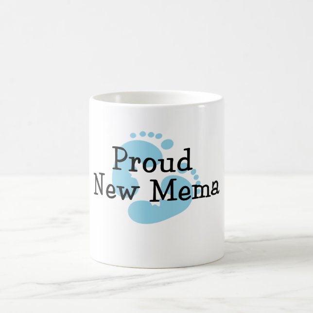 Proud New Mema Baby Boy Footprints Coffee Mug (Center)