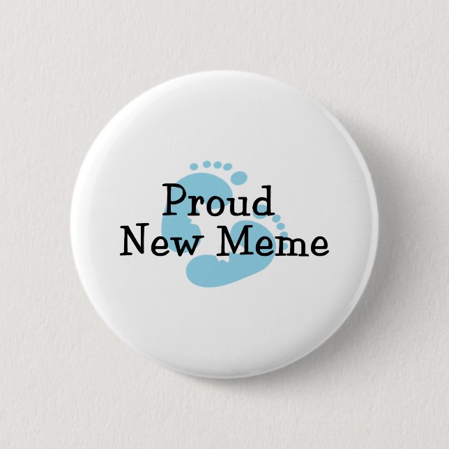 Proud New Meme Baby Boy Footprints Pinback Button (Front)